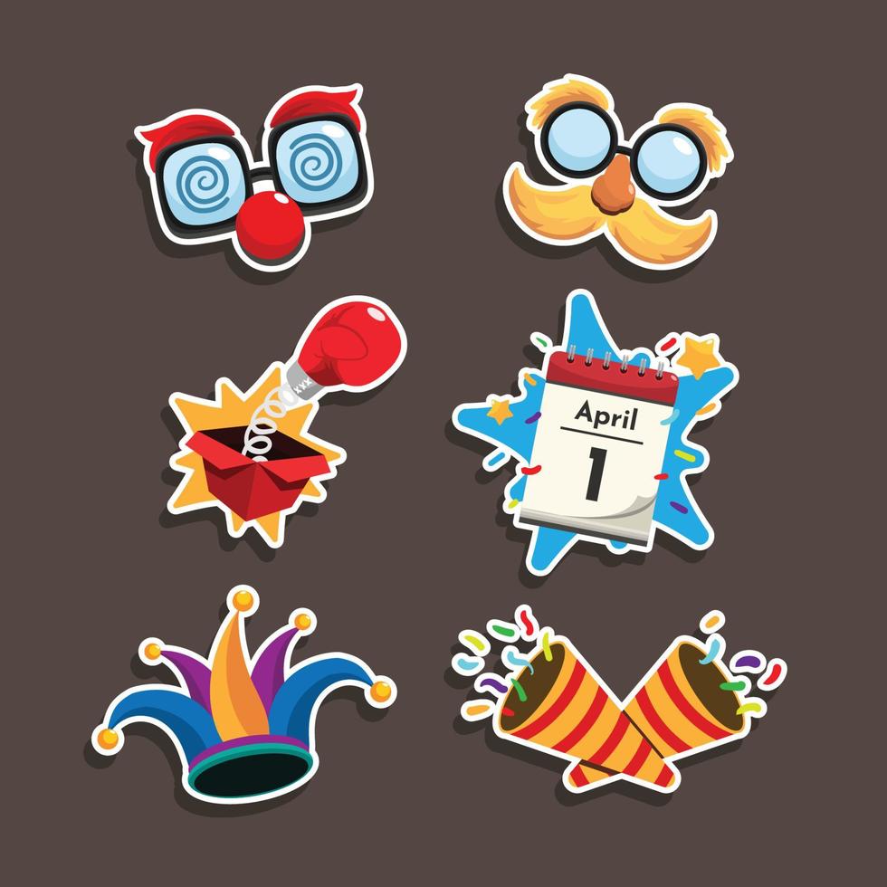 April Fools Day Sticker Pack vector