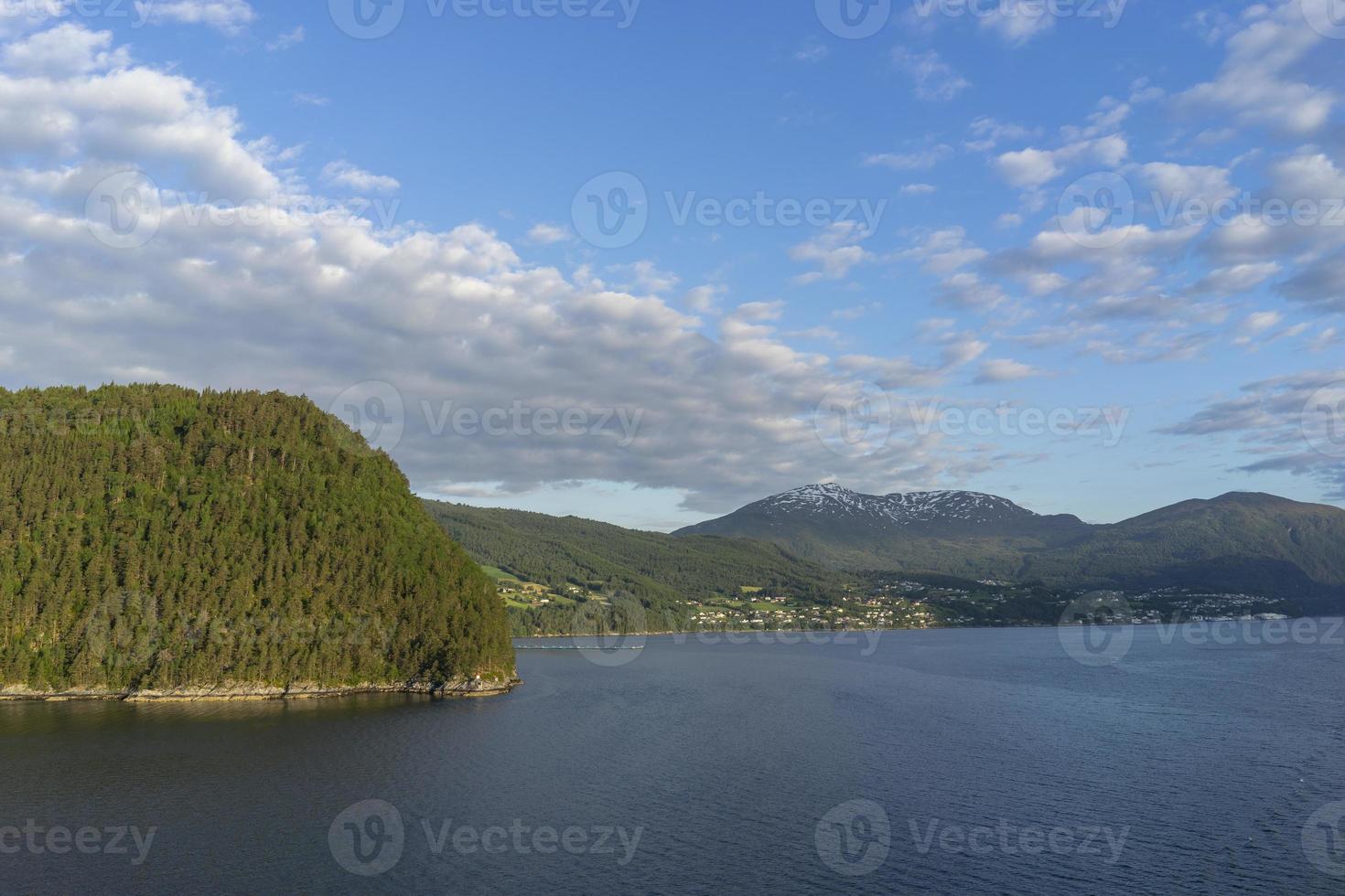 Cruise in Geiranger fjord in Norway photo