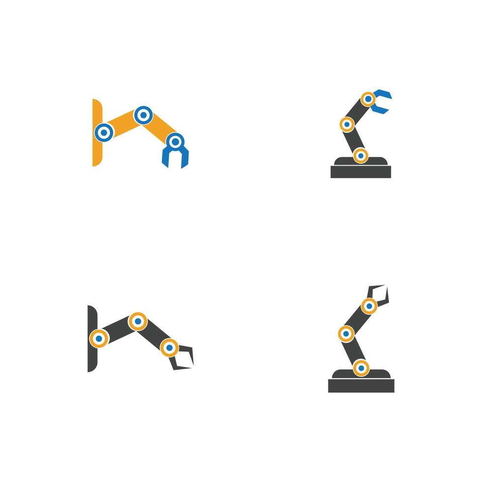 Industrial mechanical robot arm vector icons illustration design