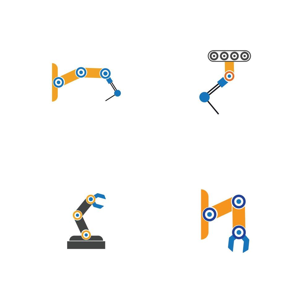 Diseño de ilustración de iconos de vector de brazo de robot mecánico industrial