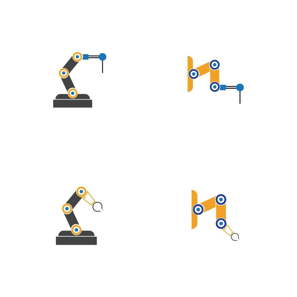 Diseño de ilustración de iconos de vector de brazo de robot mecánico industrial