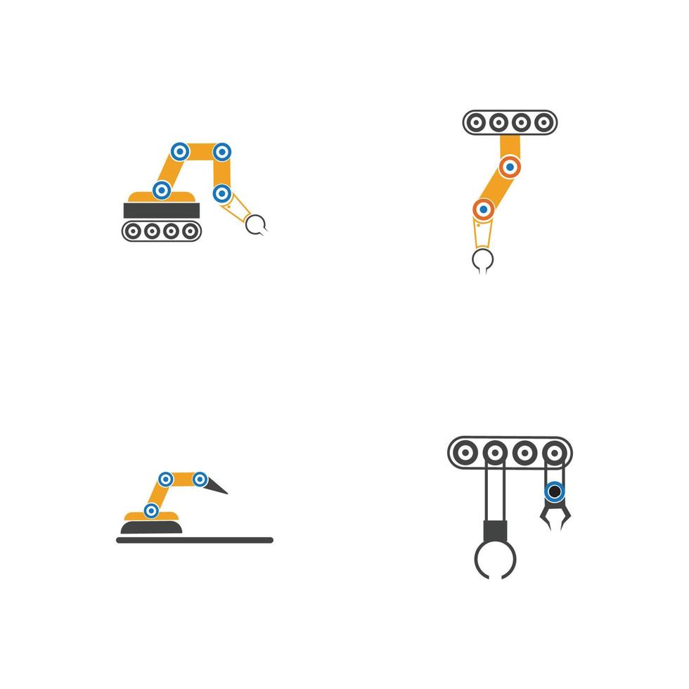 Industrial mechanical robot arm vector icons illustration design