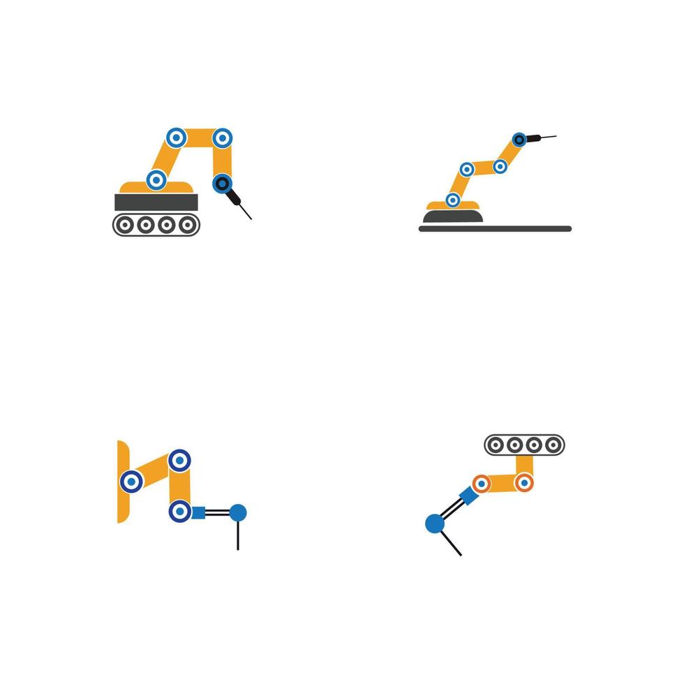 Industrial mechanical robot arm vector icons illustration design