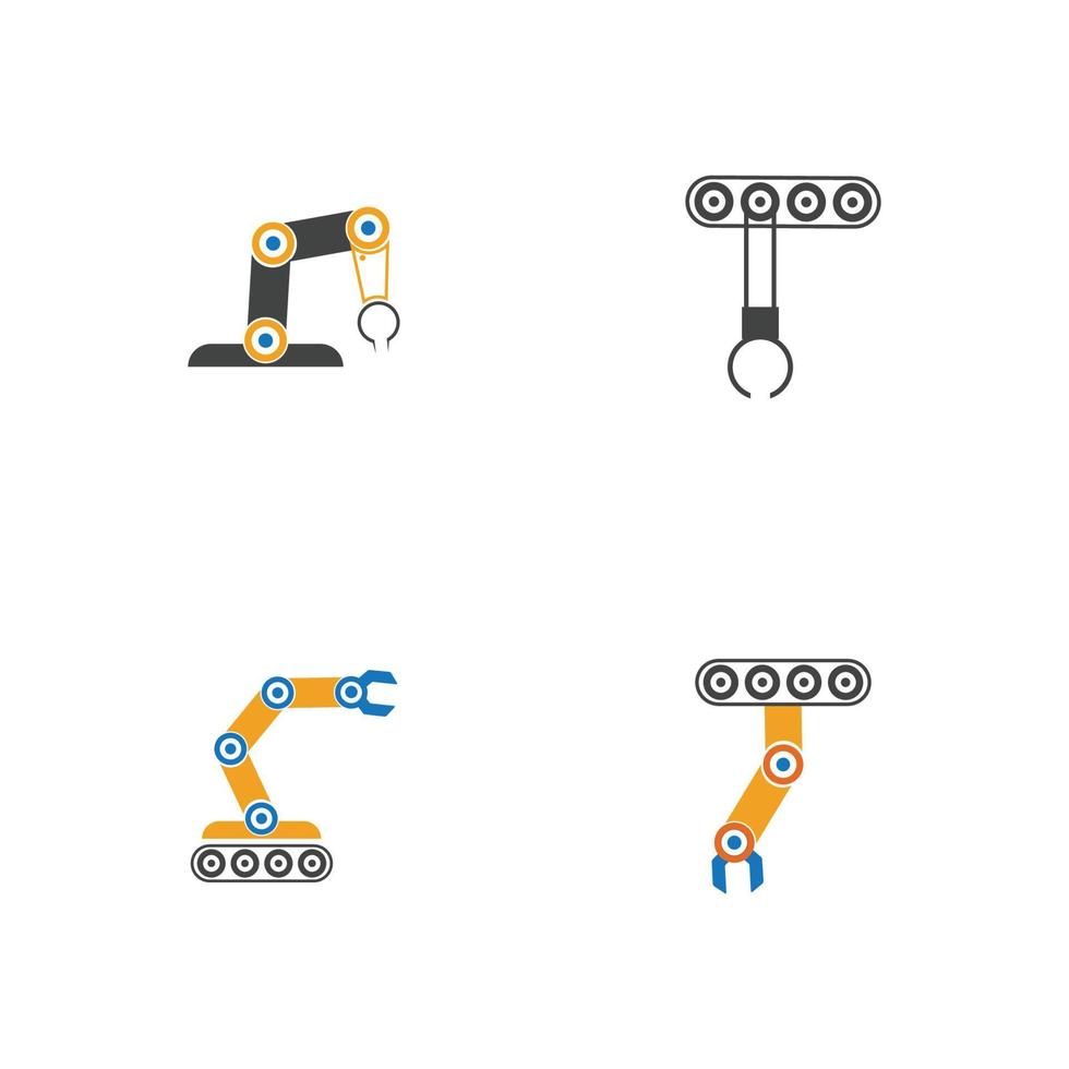 Diseño de ilustración de iconos de vector de brazo de robot mecánico industrial