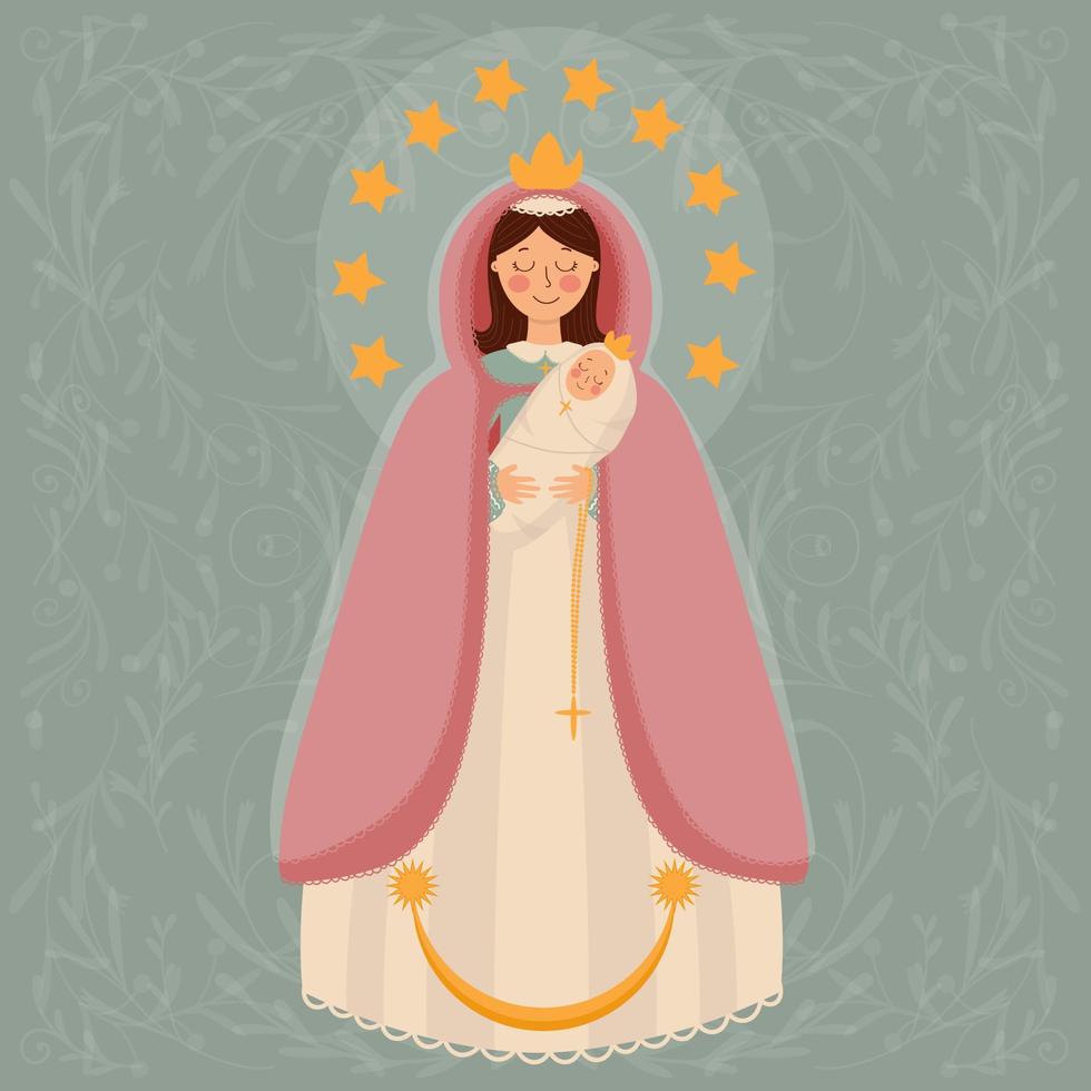 virgen de la candelaria. ilustración vectorial plana. vector