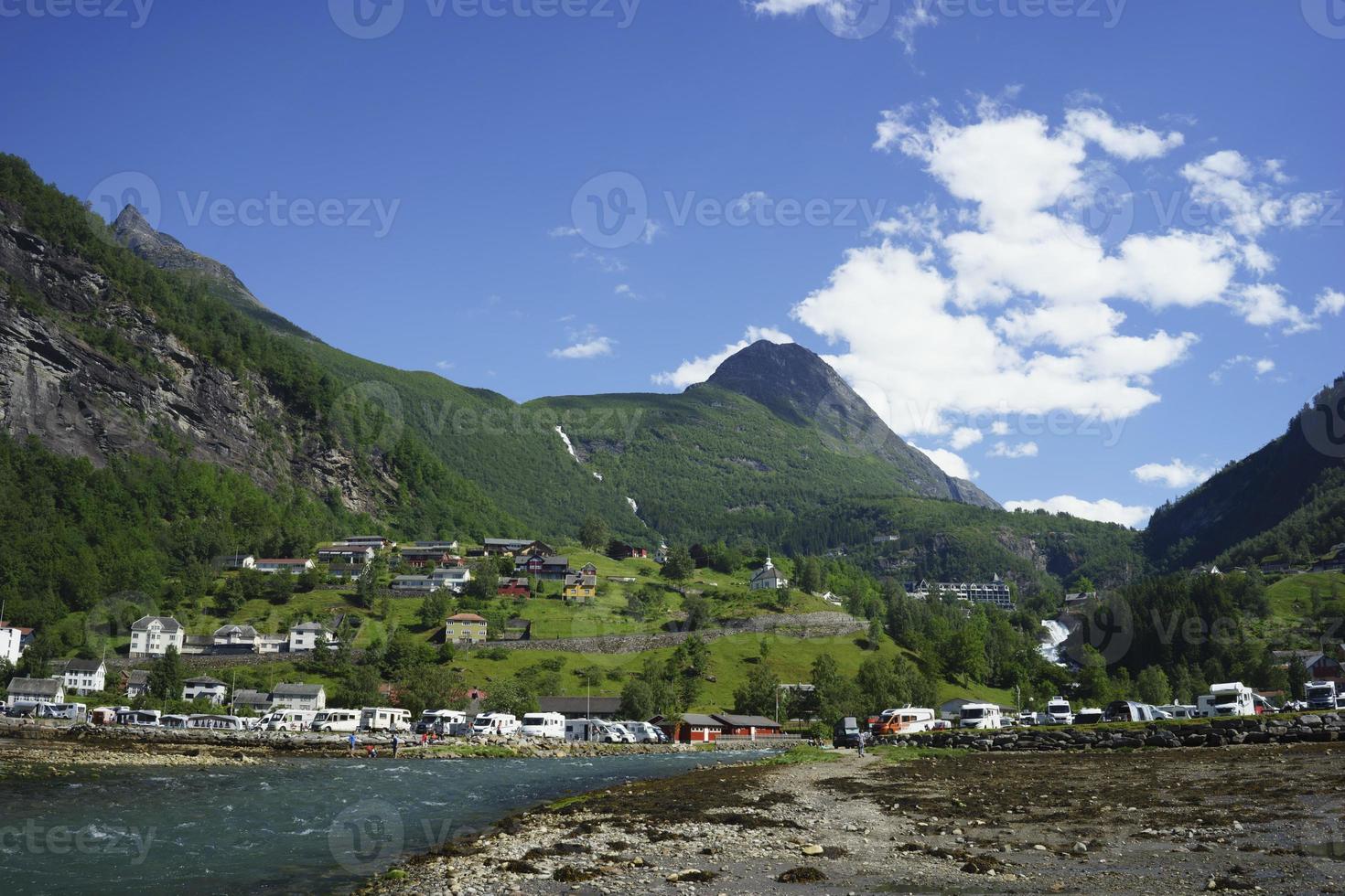 Cruise in Geiranger fjord in Norway photo