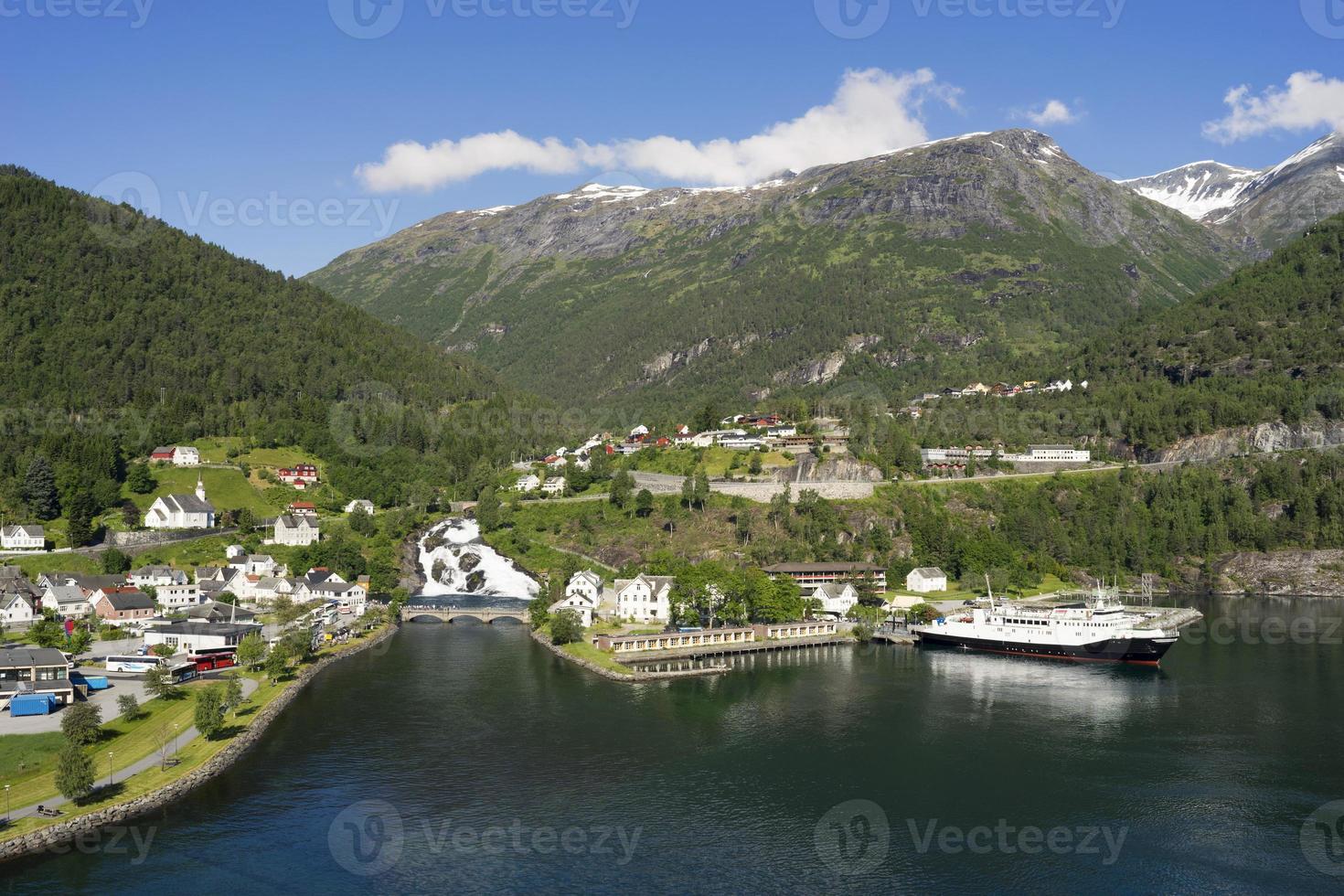 Cruise in Geiranger fjord in Norway photo