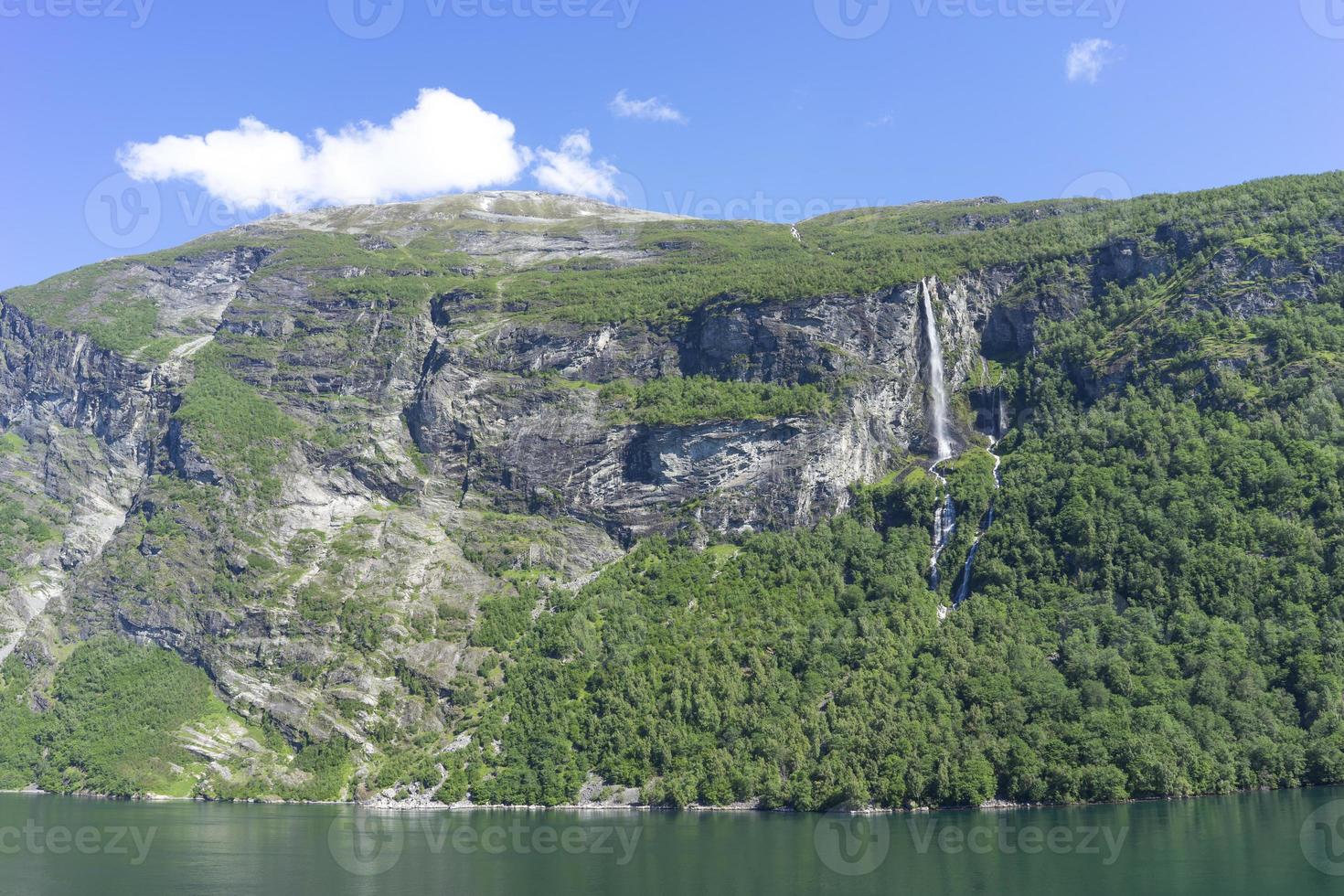 Cruise in Geiranger fjord in Norway photo