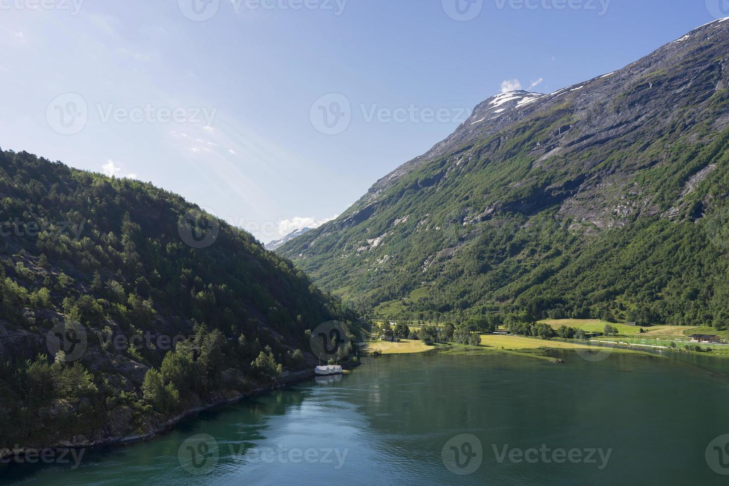 Cruise in Geiranger fjord in Norway photo