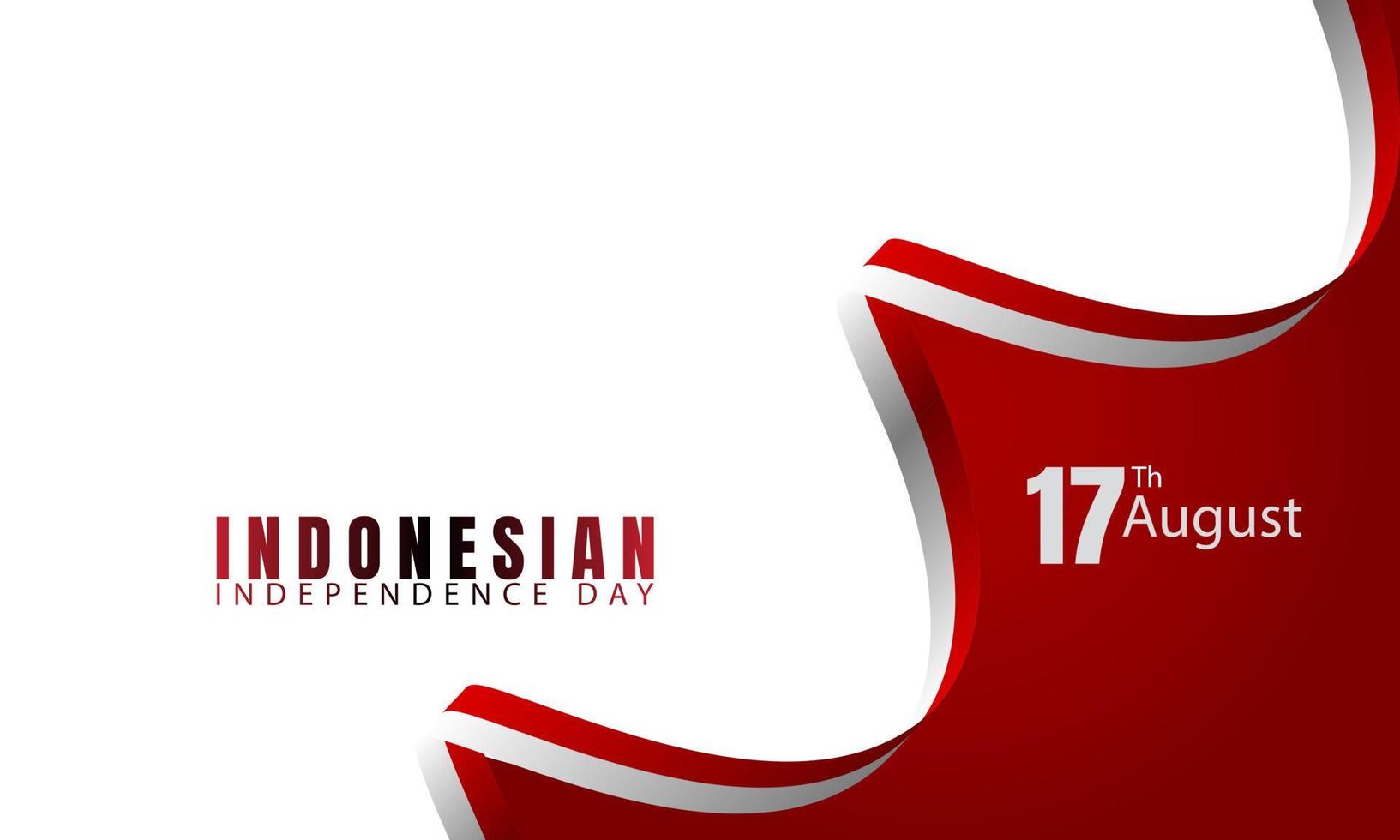 Indonesian Independence Day Background Vector With Ribbon Flag