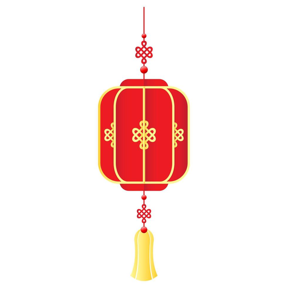 Chinese New Year lantern with red and gold. Vector illustration