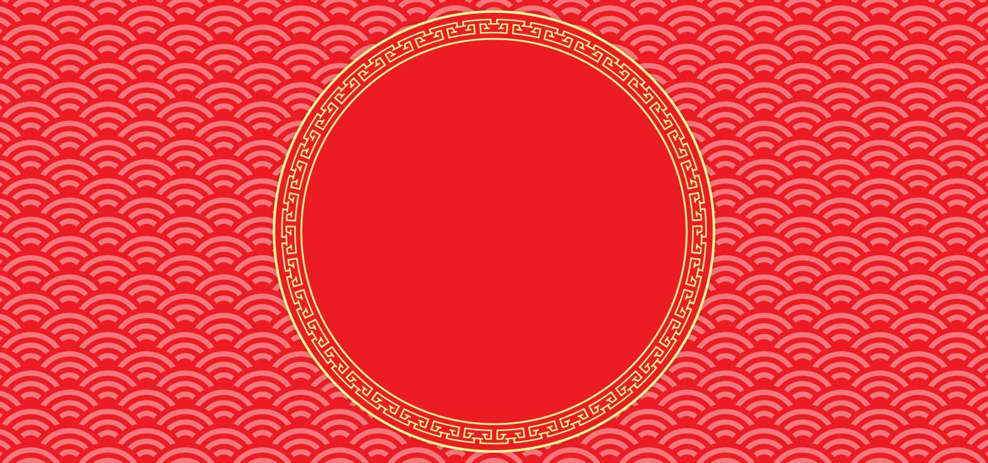 fondo de año nuevo chino con espacio en blanco para texto. tema de fondo rojo y dorado con textura de patrón y adorno. ilustración vectorial vector