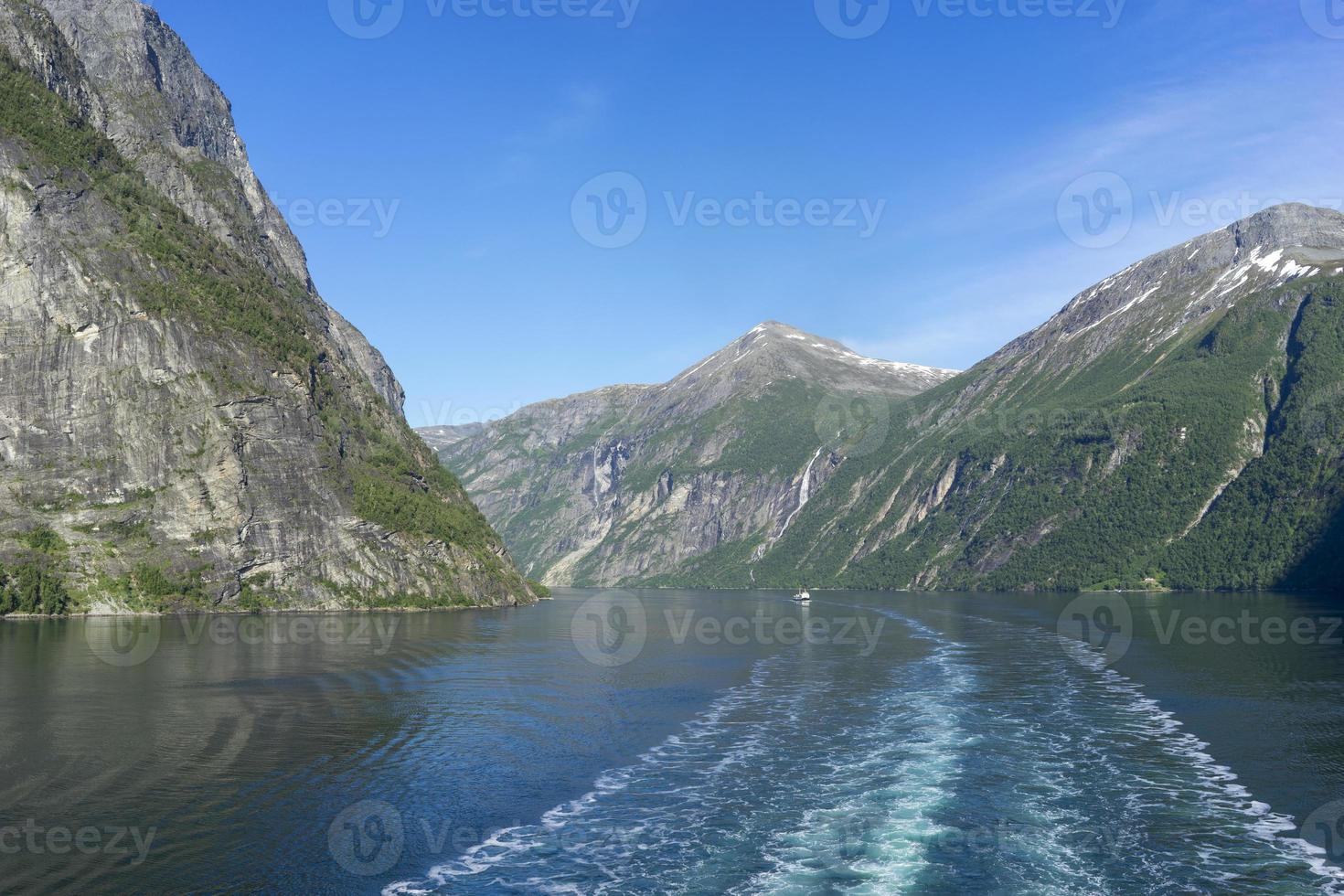 Cruise in Geiranger fjord in Norway photo