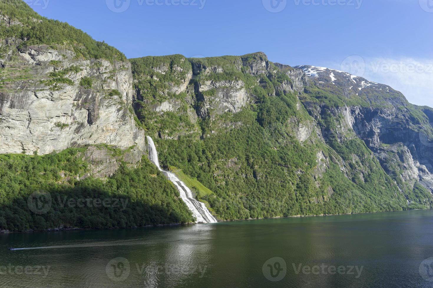 Cruise in Geiranger fjord in Norway photo