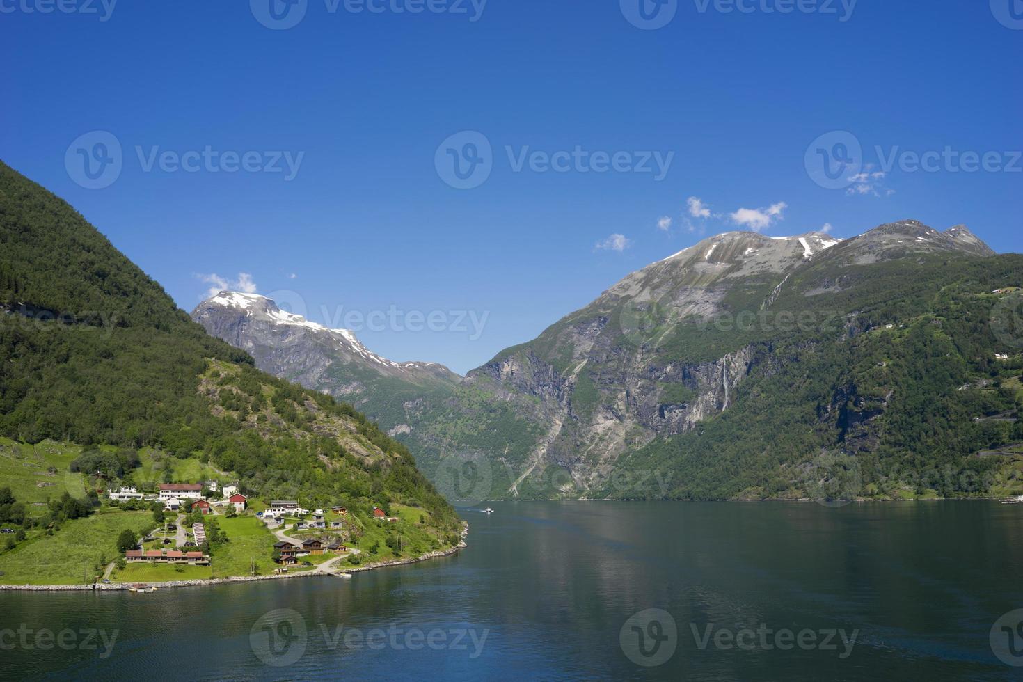 Cruise in Geiranger fjord in Norway photo