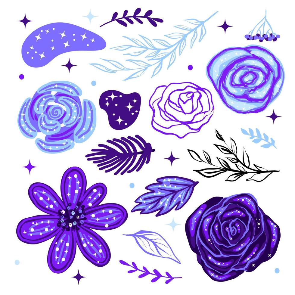 Night flower with stars vector
