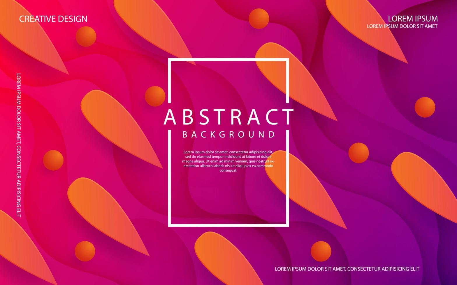 Modern geometric background with trendy color gradation compositions. Futuristic flowing dynamic gradient shapes. Abstract background with mixing orange, pink, and purple color. vector