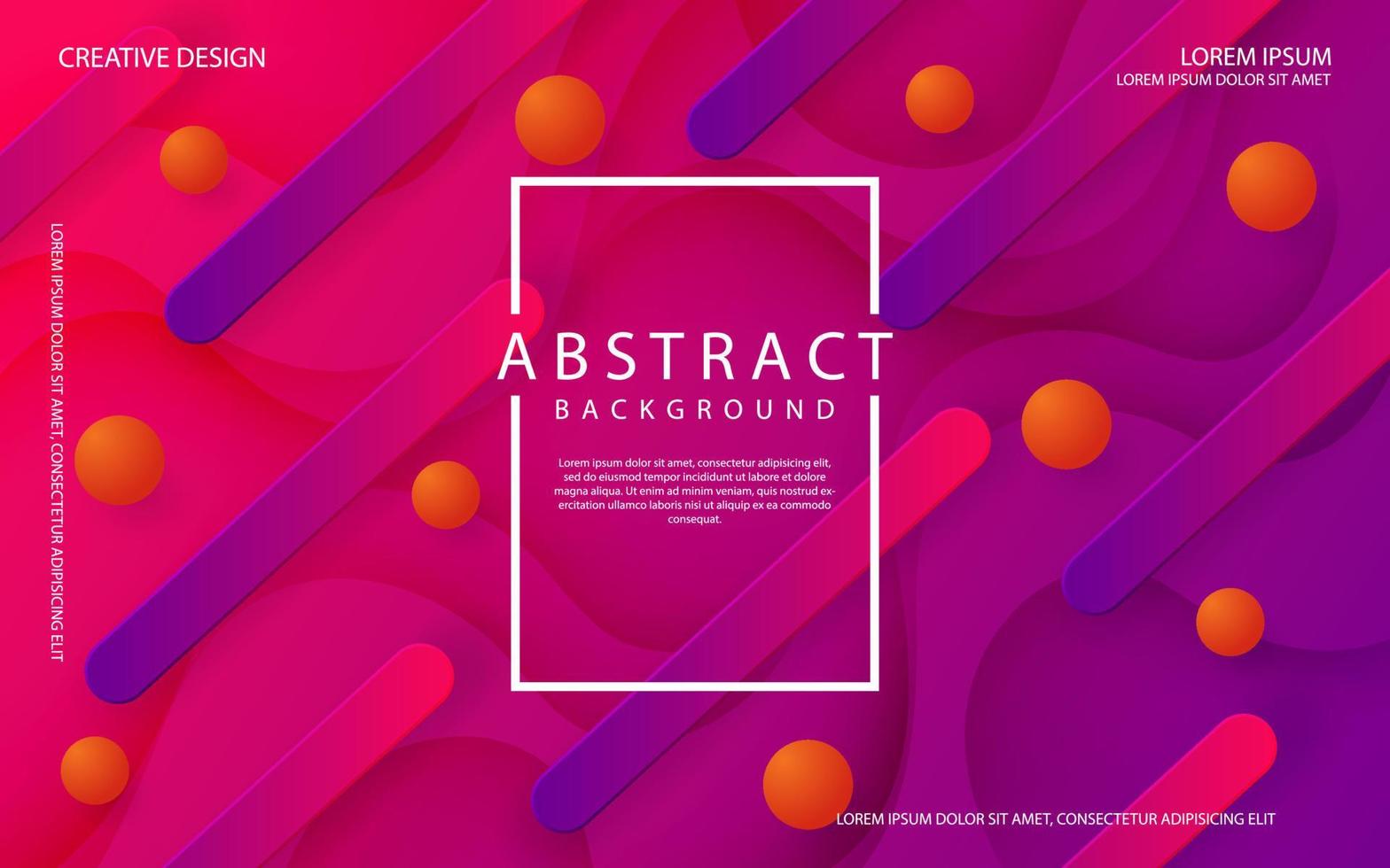 Modern geometric background with trendy color gradation compositions. Futuristic flowing dynamic gradient shapes. Abstract background with mixing orange, pink, and purple color. vector