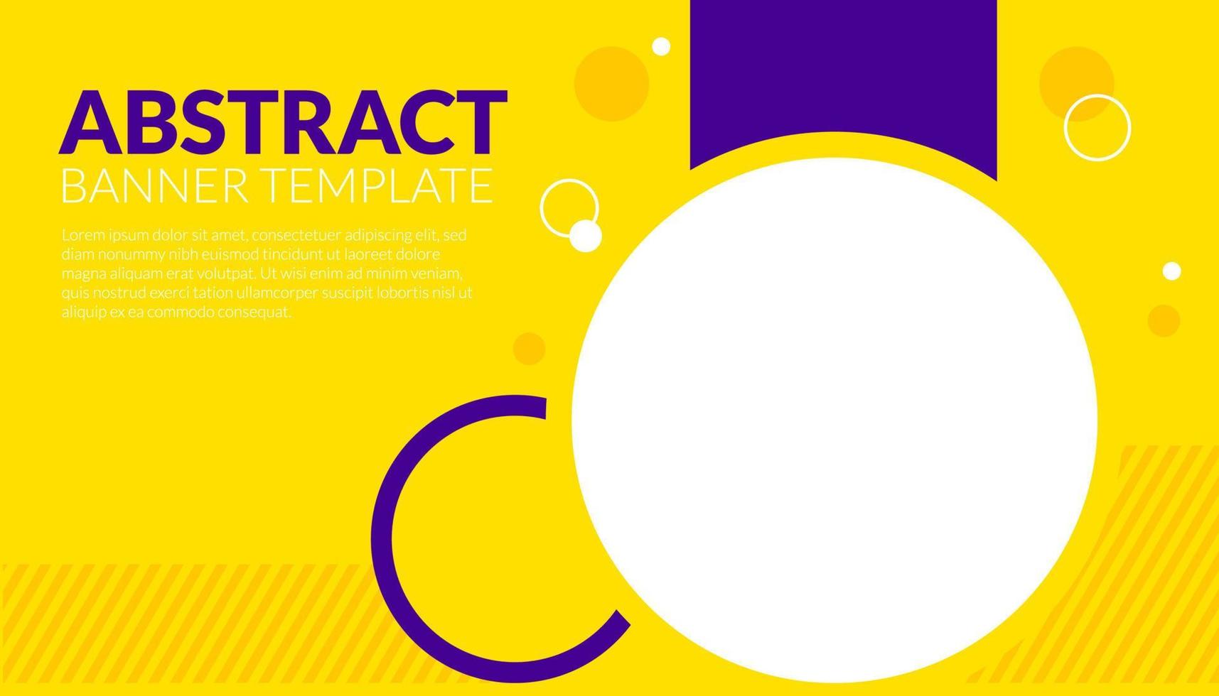 Ilustración de vector de fondo de banner abstracto con combinación de color azul y amarillo círculo púrpura y espacio de copia para publicidad o telón de fondo
