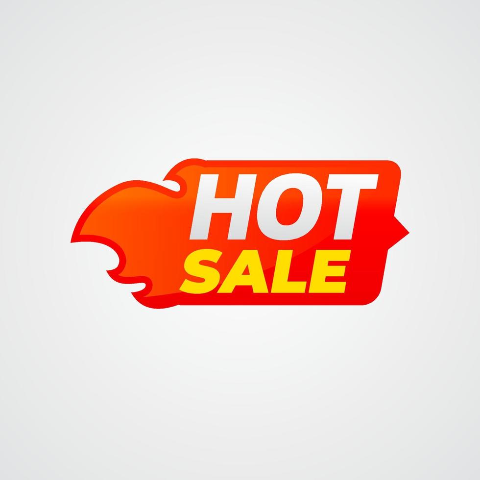 Hot sale label vector banner, graphic element for media promotion with fire flame illustration