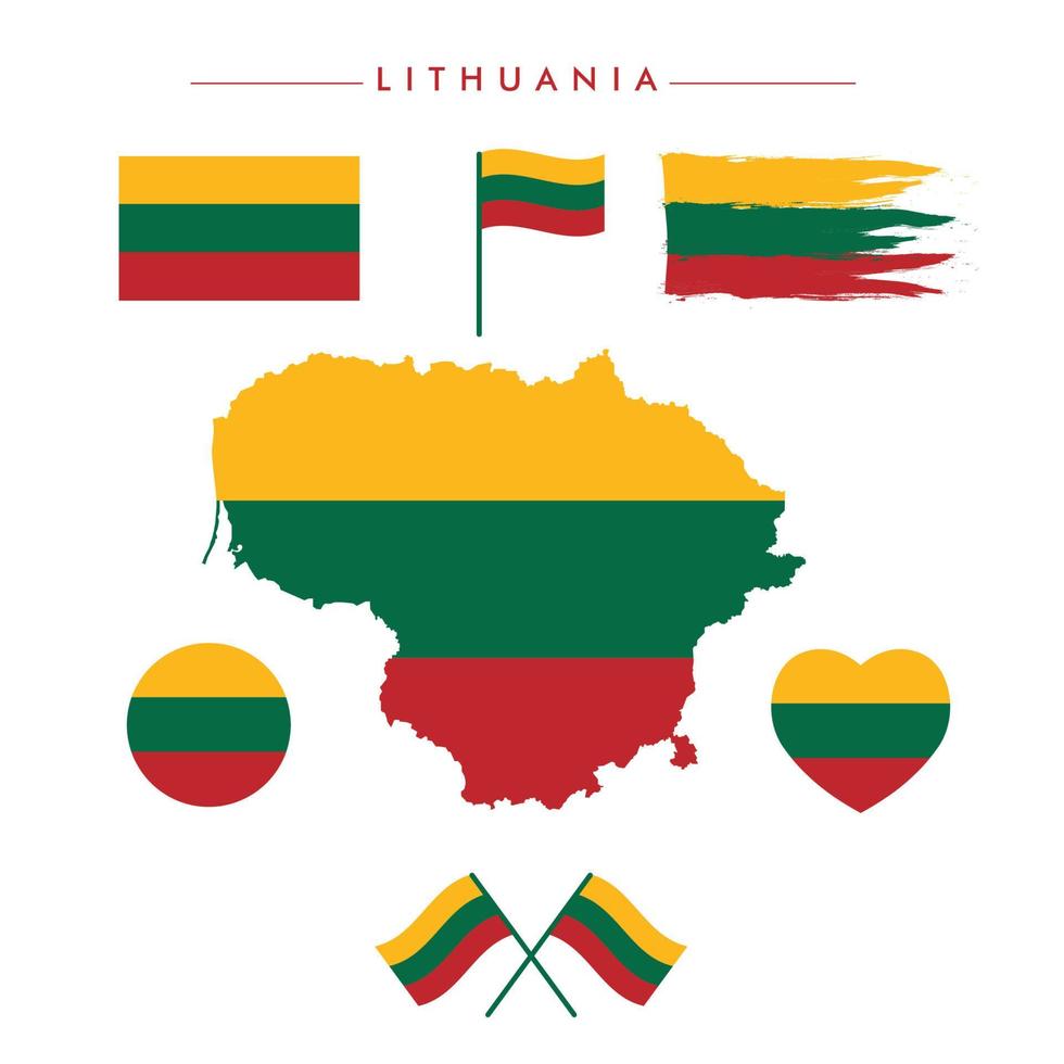 bandera de lituania y vector de mapa