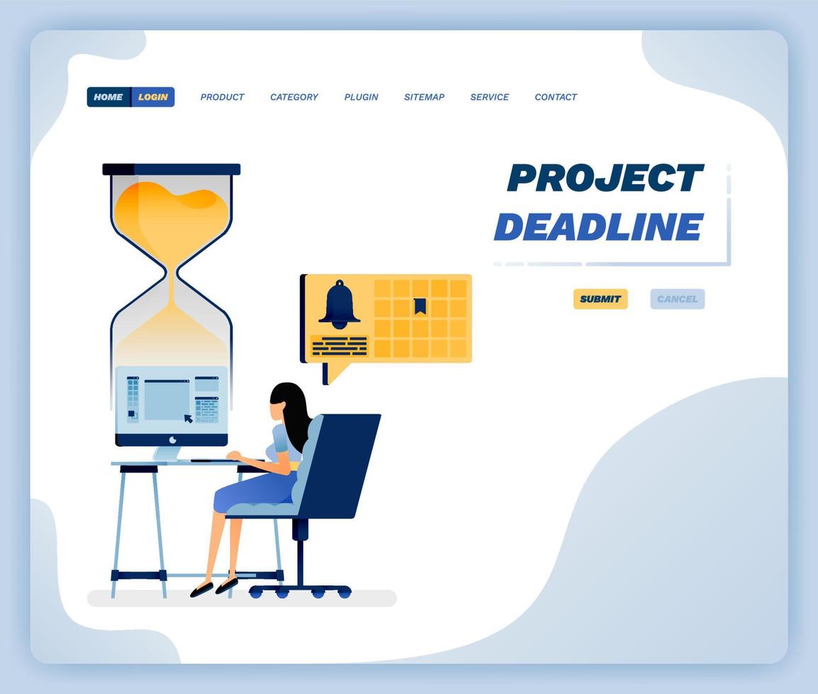 Vector illustration of a woman finishing a graphic design job struggling not to miss a deadline. Design can be used for website, poster, flyer, apps, advertising, promotion, marketing