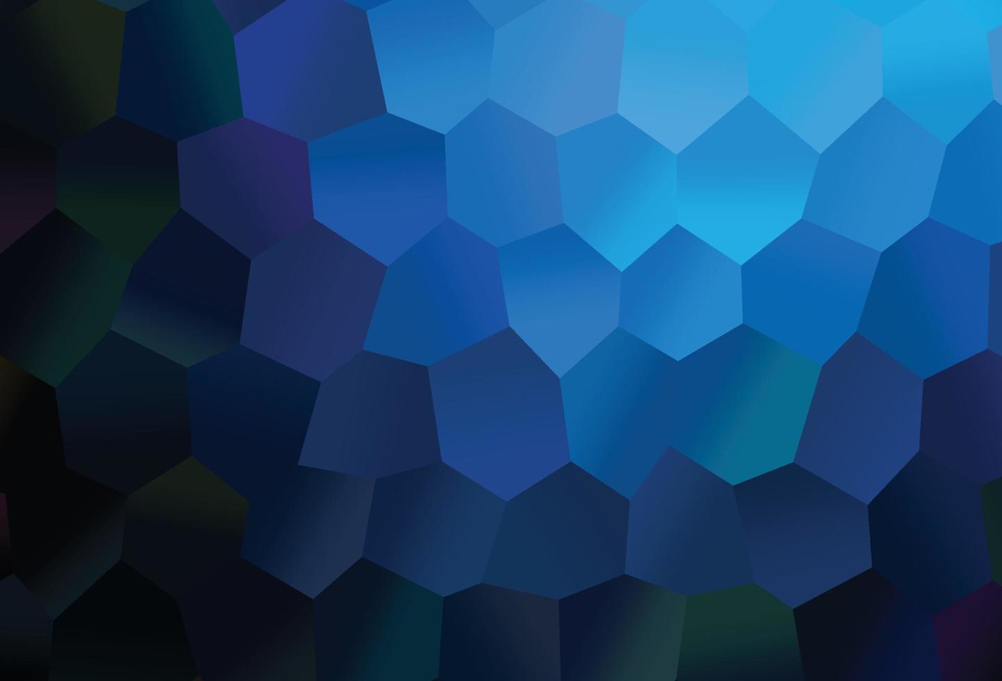 Dark BLUE vector background with hexagons.