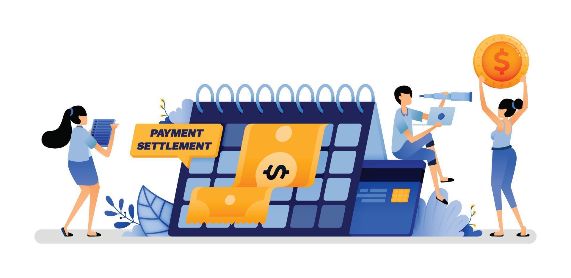 vector illustration of payment of loan penalties and settlement of overdue debts to banking institutions. maturity of the debt must be repaid. Can use for web website apps poster banner flyer homepage