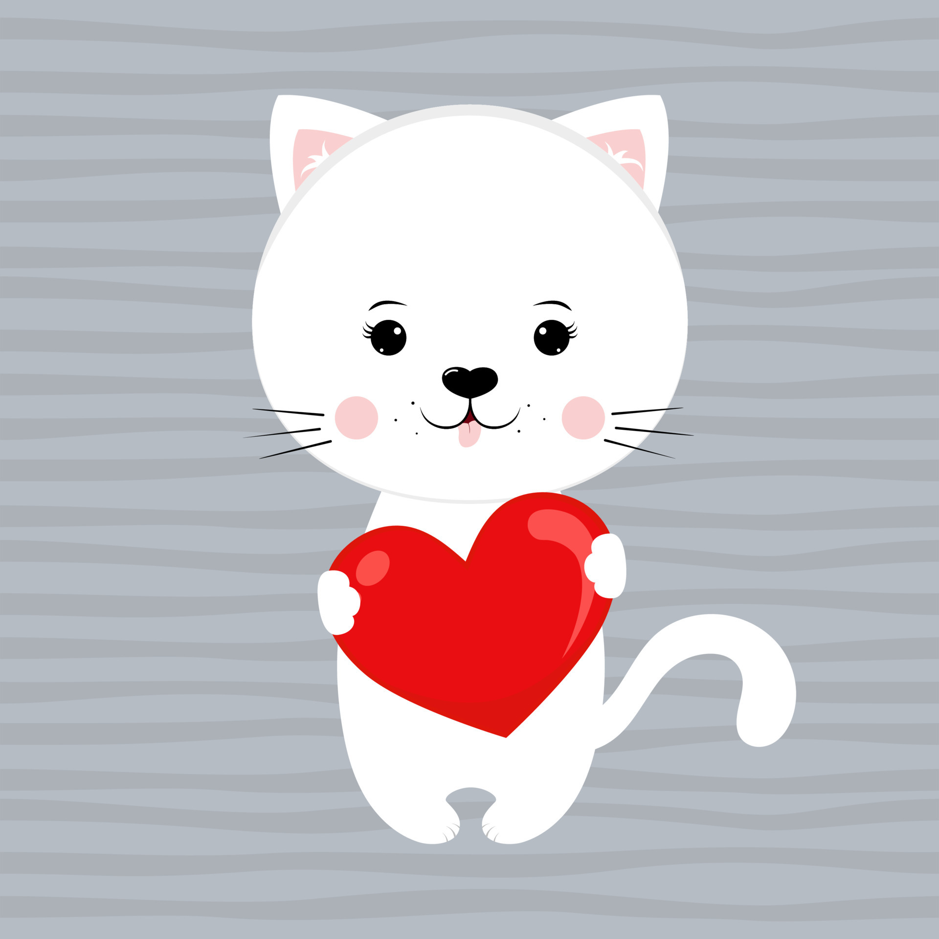 Cute cartoon cat with red heart 5174194 Vector Art at Vecteezy