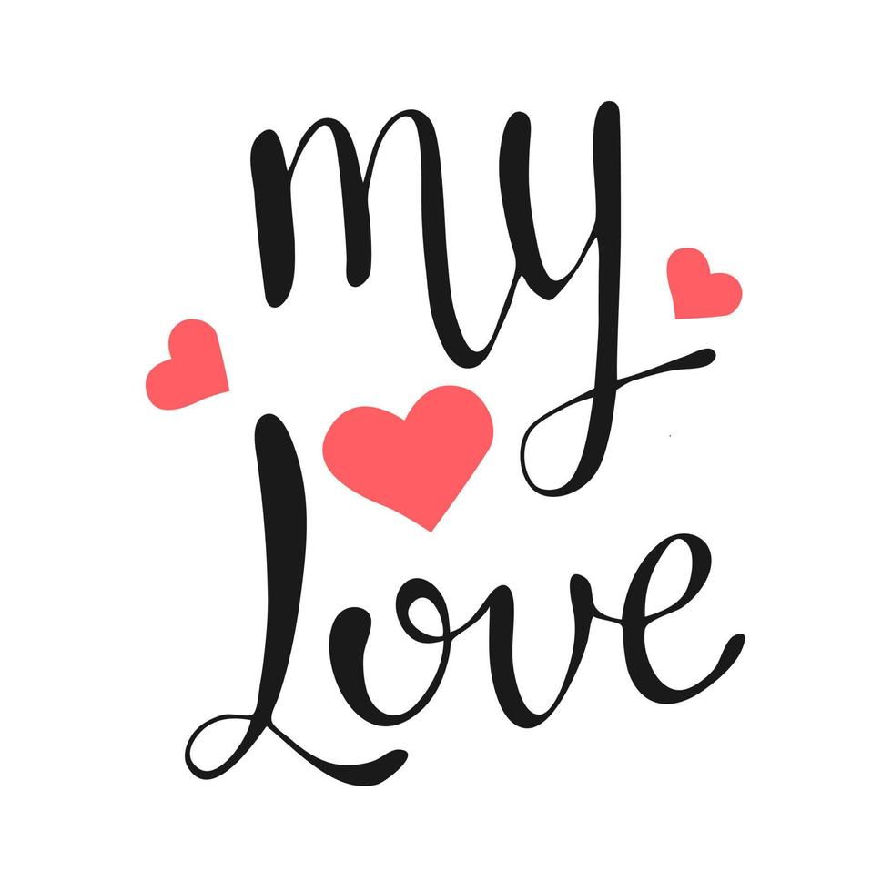 mi amor vector letras sobre fondo blanco. elemento de diseño escrito a mano para tarjeta, afiche