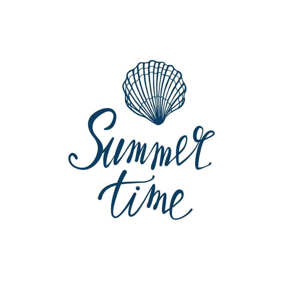 Summer time - hand written lettering. Text isolated on white background with design elements. Summer typography for photo overlays, t-shirt print, flyer, poster design. Beach life message vector