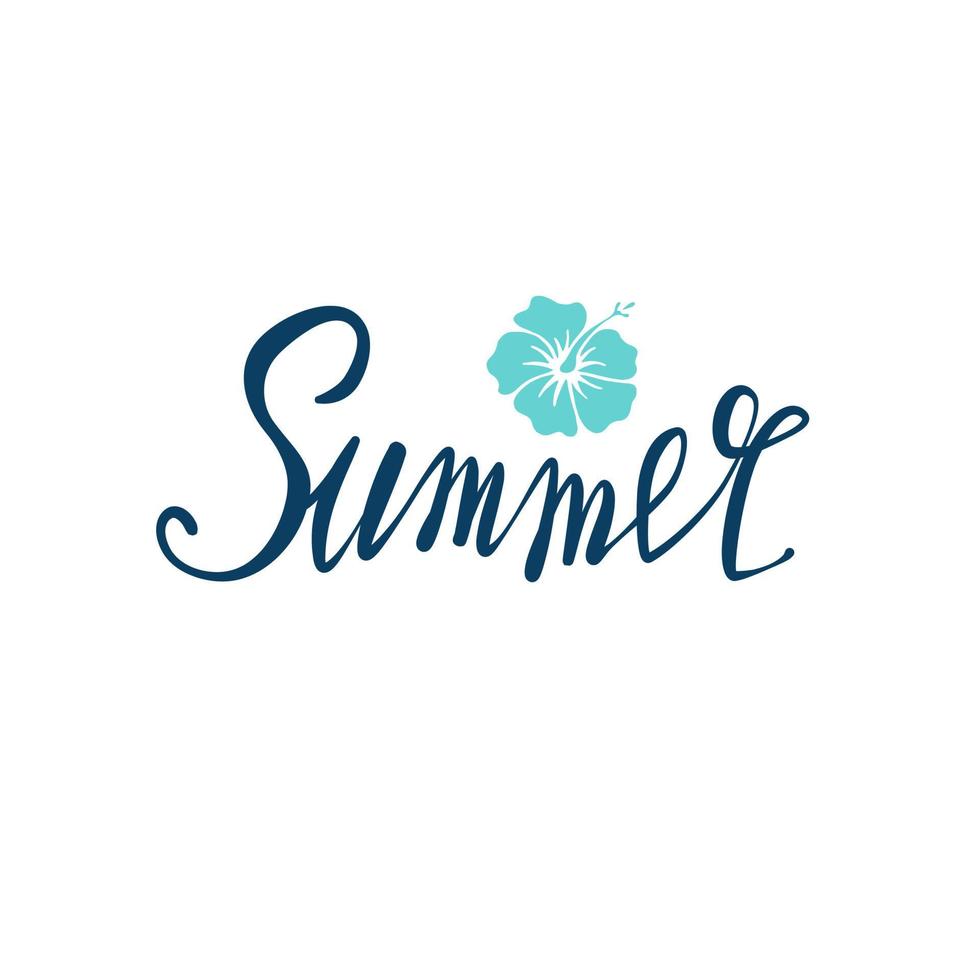 Summer - hand written lettering. Text isolated on white background with design elements. Summer typography for photo overlays, t-shirt print, flyer, poster design. Beach life message vector