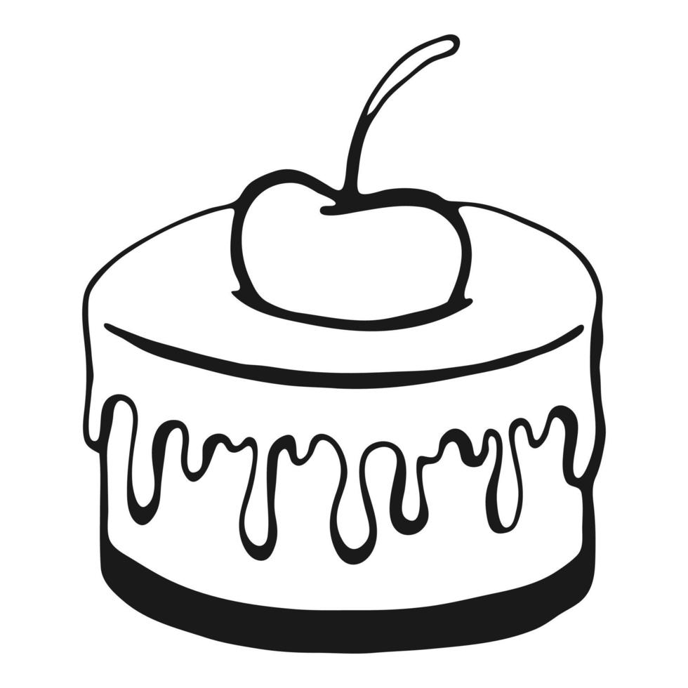 Piece of cake. Hand drawn sweets doodle elements. Vector illustration on a white background.