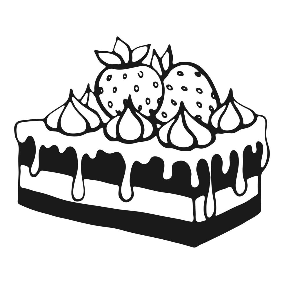 Piece of cake. Hand drawn sweets doodle elements. Vector illustration on a white background.