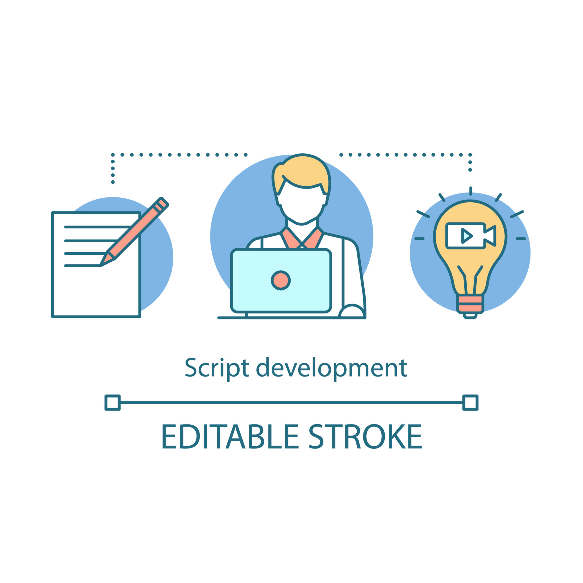 Script development concept icon. Video pre production idea thin line