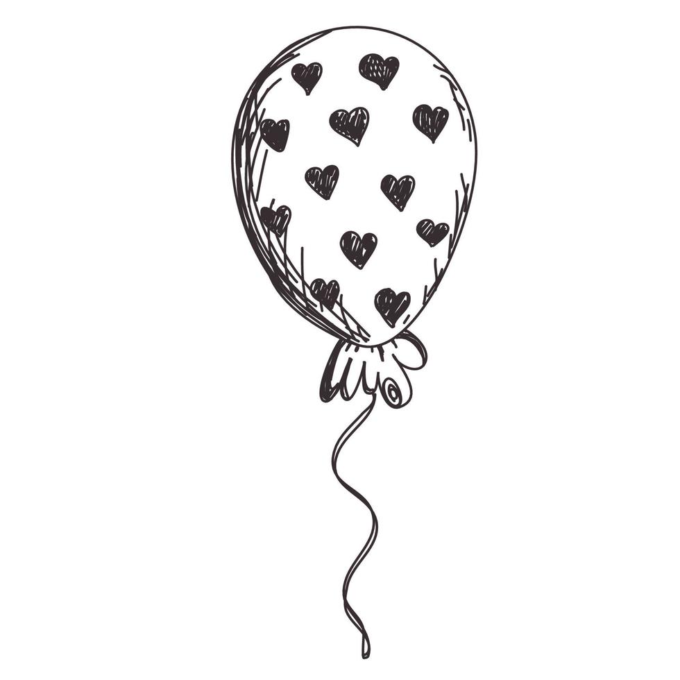Cartoon pink baloon. Decorative party element.  Vector design concept for Valentines Day