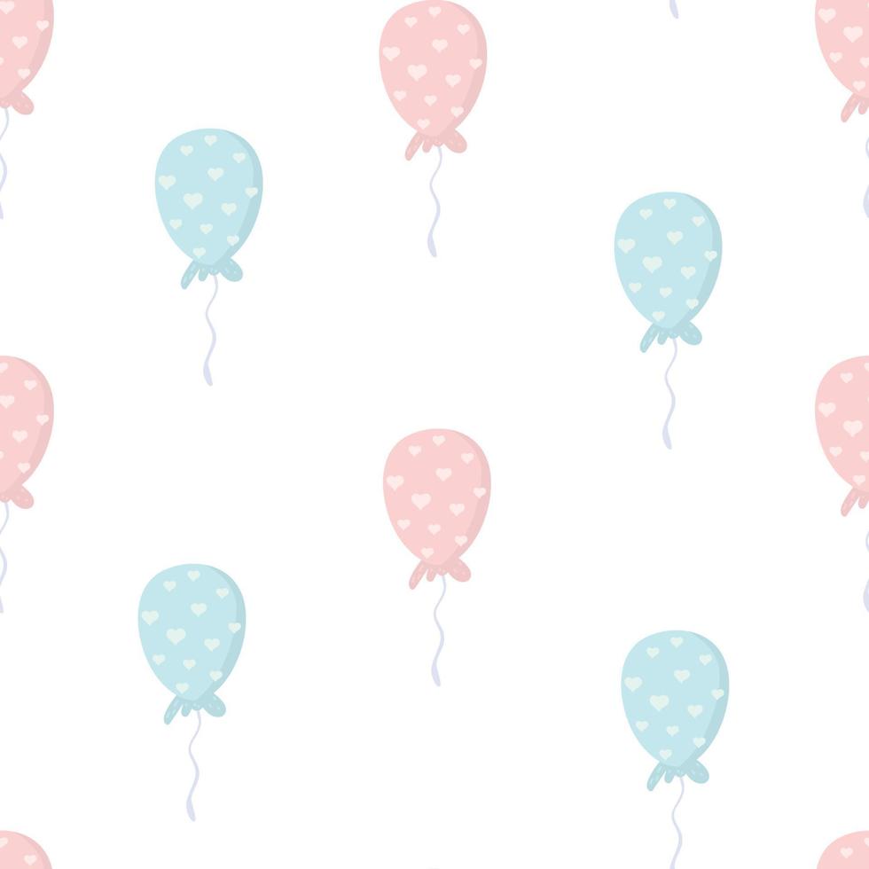 cute gentle pink balloons with hearts. Minimalistic pattern for Valentine day. vector