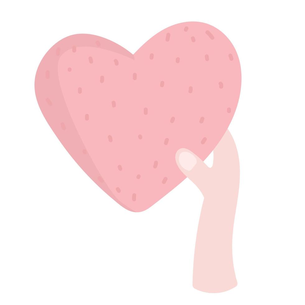 manos sosteniendo una ilustración de dibujos animados de vector de corazón. día de san valentín, amor, relaciones. símbolo de caridad