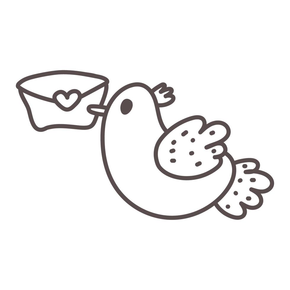 bird with a romantic envelope. Saint valentines day romantic holiday celebration and sending greeting cards. vector