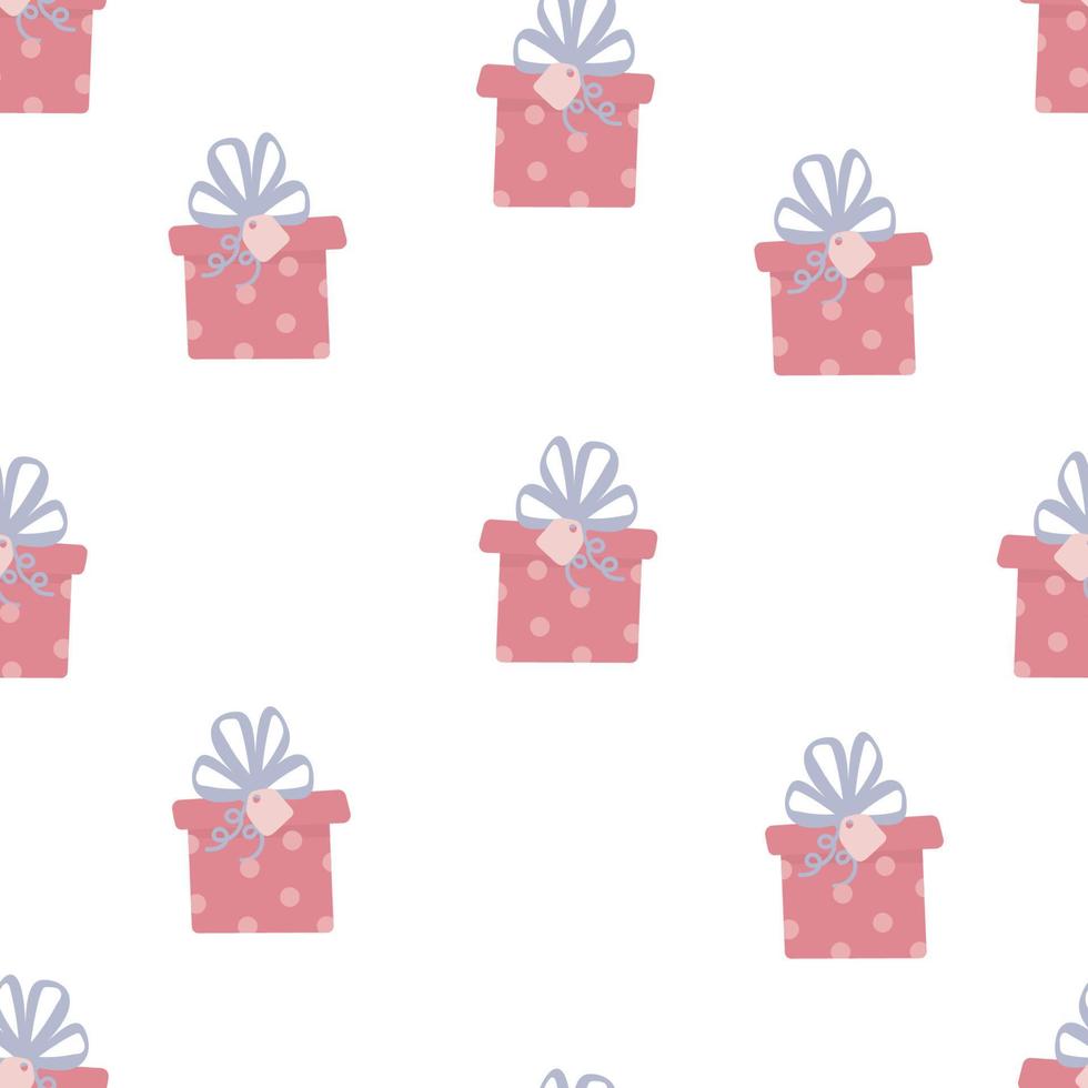 Gift boxes, presents seamless pattern vector icon set. . Colorful wrapped paper textile. Cute holiday print.. Cartoon flat design.