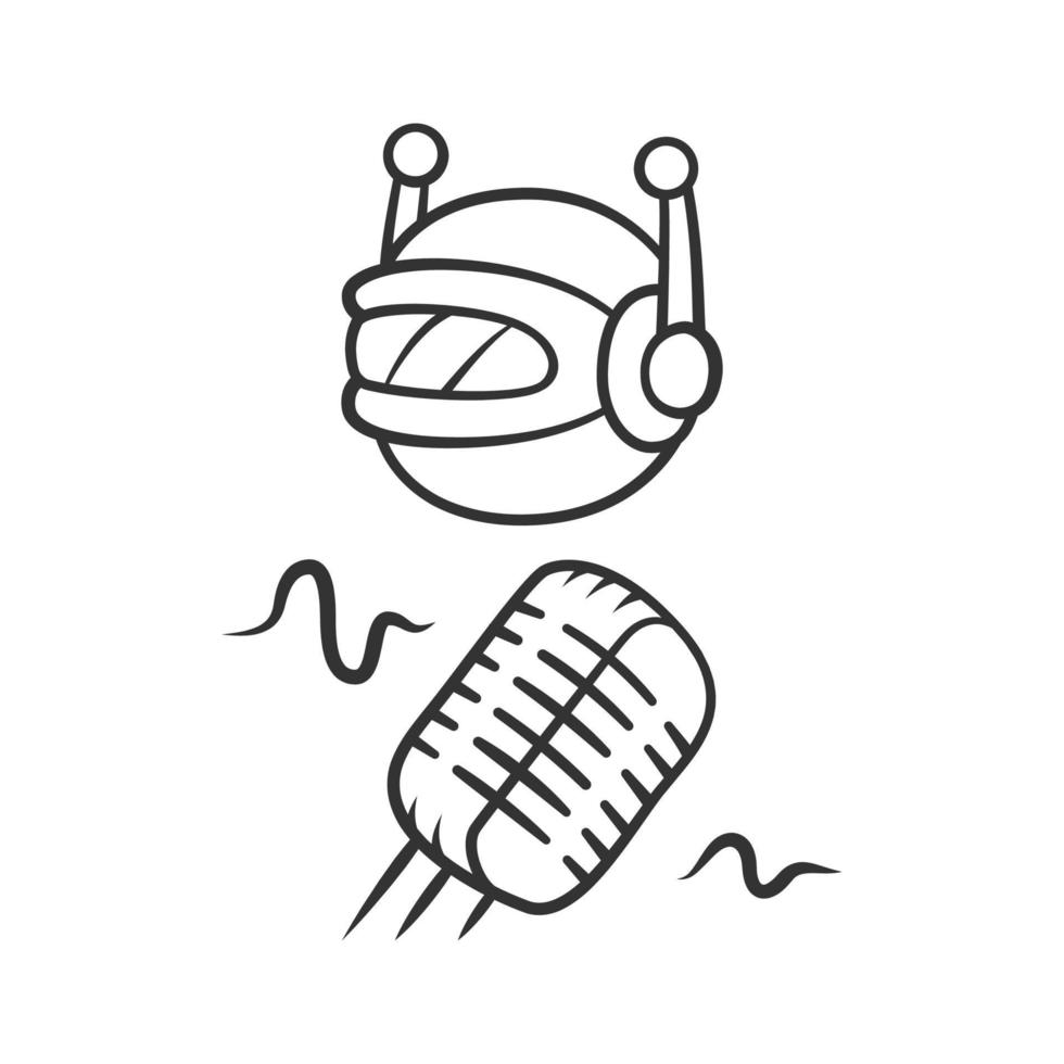 Voice bot linear icon. Voice recognition. Voicebot. Software program. Artificial intelligence. Thin line illustration. Contour symbol. Vector isolated outline drawing. Editable stroke