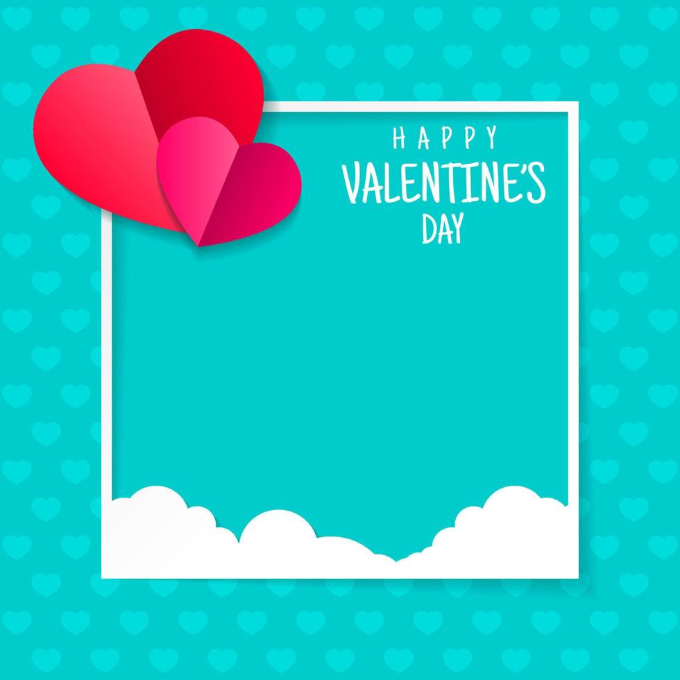 Happy valentines day background vector design with photo frame copy space