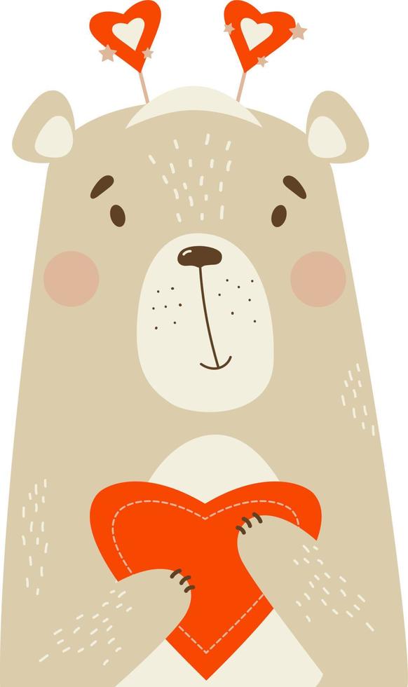 lindo oso con corazón. ilustración vectorial vector