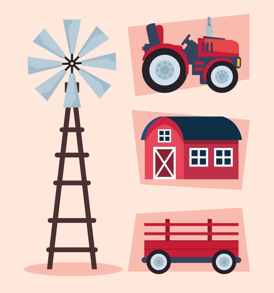 farming agriculture four icons vector