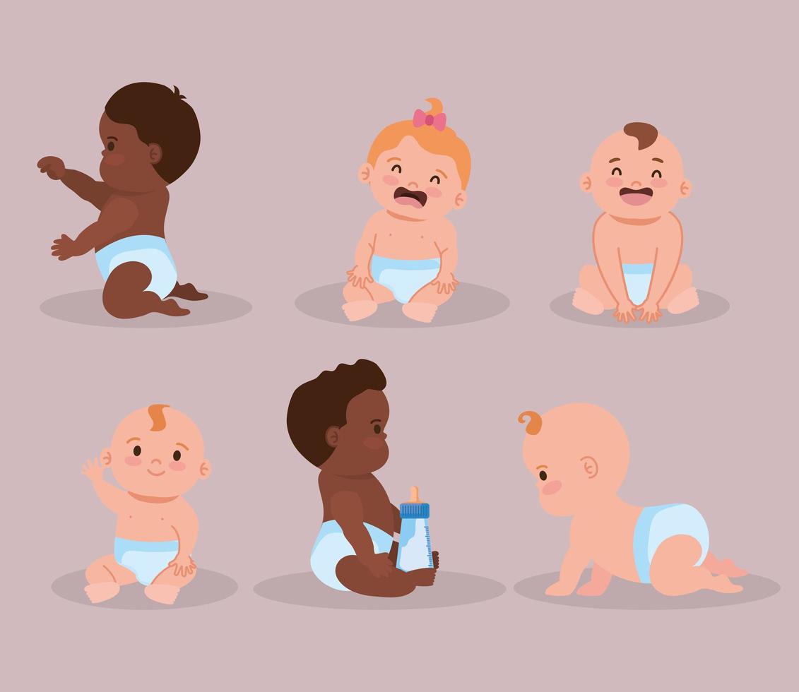 pequeño grupo de bebés vector