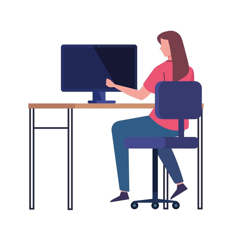 woman in workspace vector