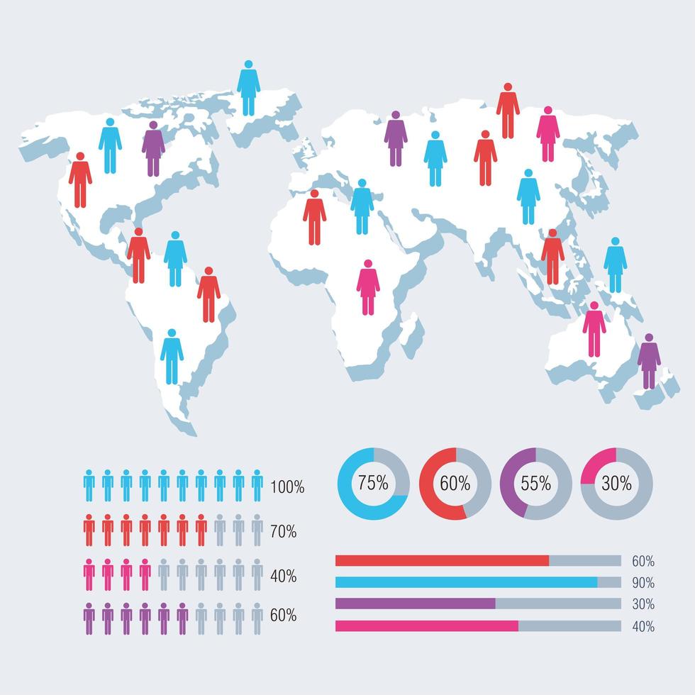 infografia de la poblacion en el planeta vector