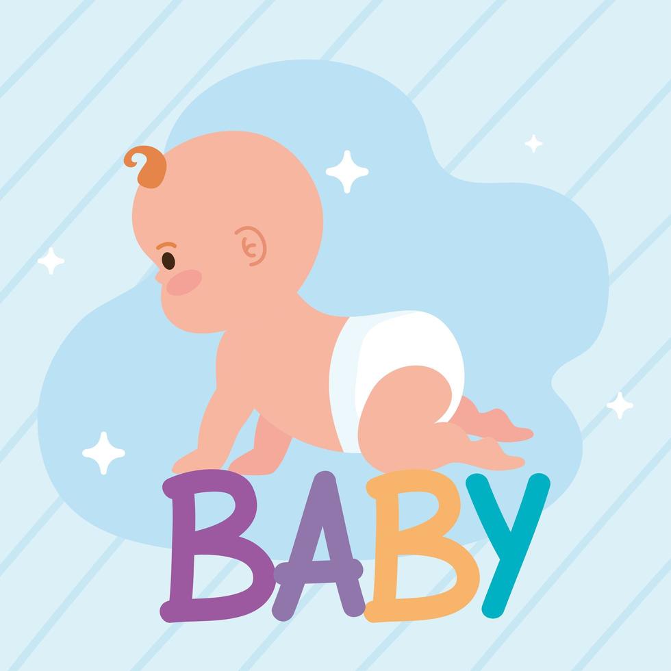 baby boy crawling vector