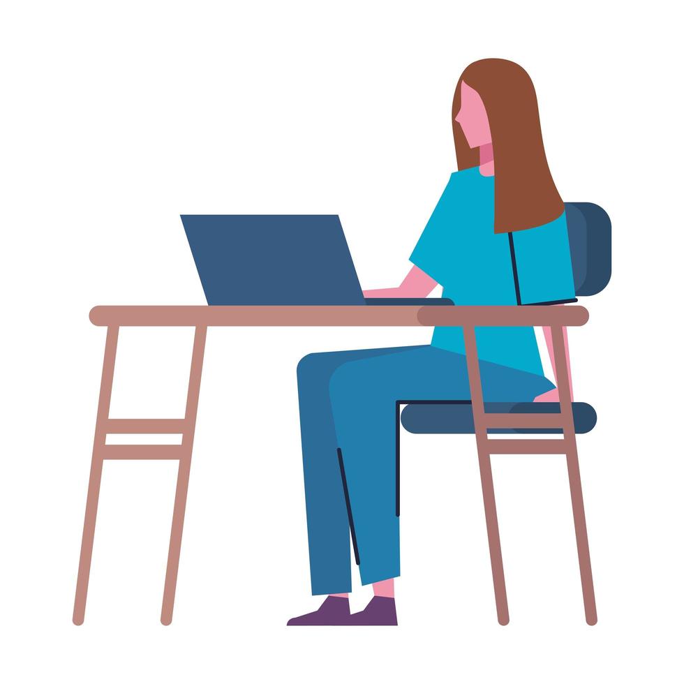 woman in workspace vector