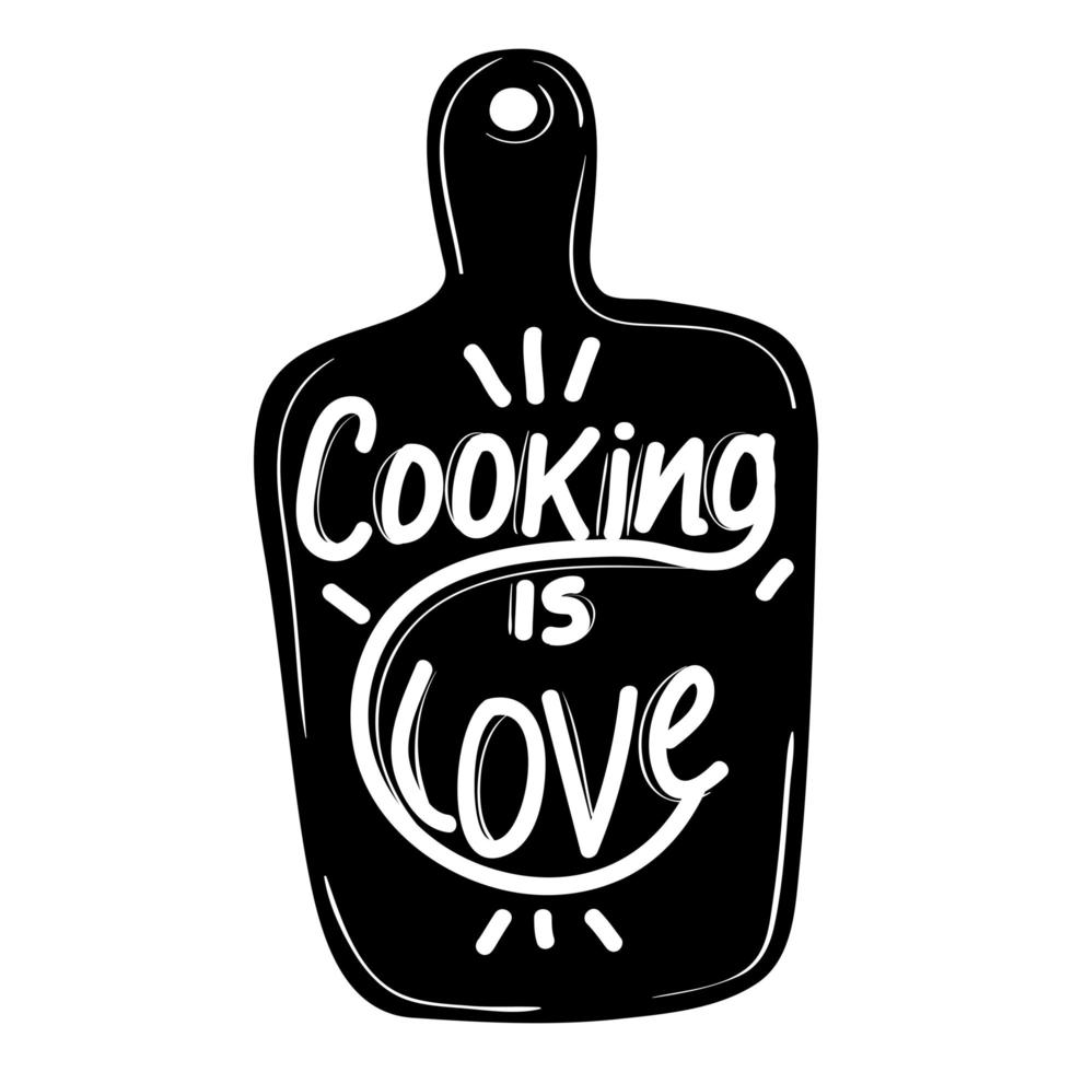 cooking is love lettering vector